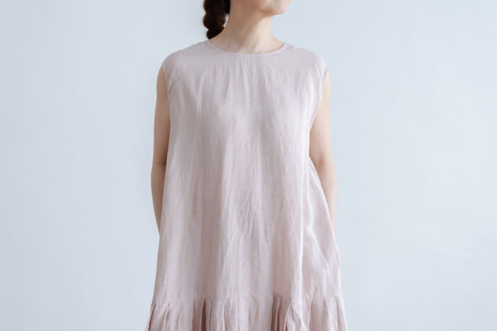 予約 R083 LOW PLEATS SLEEVELESS 2WAY ONE PIECE grayish pink 2