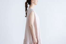 予約 R083 LOW PLEATS SLEEVELESS 2WAY ONE PIECE grayish pink 3