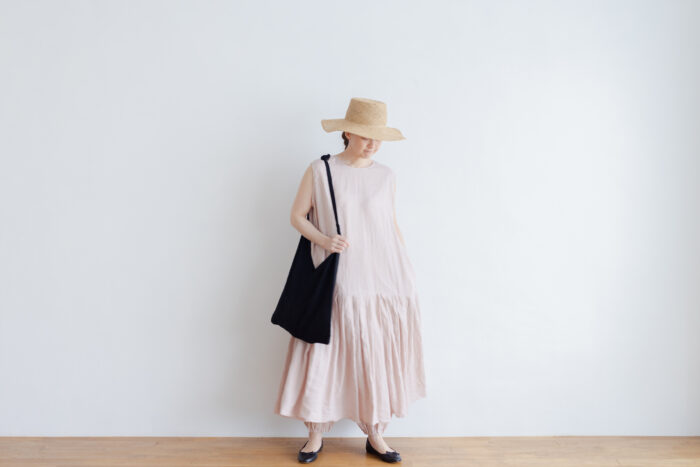 予約 R083 LOW PLEATS SLEEVELESS 2WAY ONE PIECE grayish pink 4