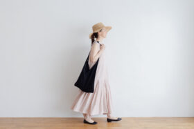 予約 R083 LOW PLEATS SLEEVELESS 2WAY ONE PIECE grayish pink 5