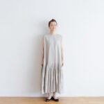 予約 R083 LOW PLEATS SLEEVELESS 2WAY ONE PIECE gray