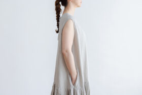 予約 R083 LOW PLEATS SLEEVELESS 2WAY ONE PIECE gray 3