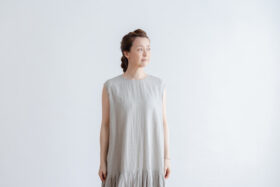 予約 R083 LOW PLEATS SLEEVELESS 2WAY ONE PIECE gray 5