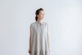 予約 R083 LOW PLEATS SLEEVELESS 2WAY ONE PIECE gray 6