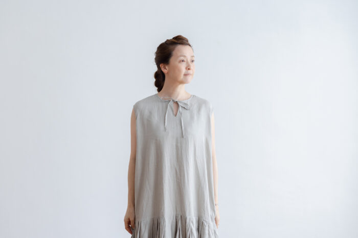 予約 R083 LOW PLEATS SLEEVELESS 2WAY ONE PIECE gray 6