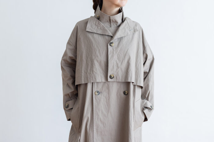 R059  STAND COLLAR COAT chai 2