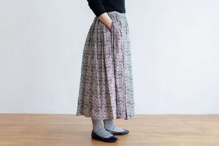 L.W.B/L GATHER SKIRT black 3