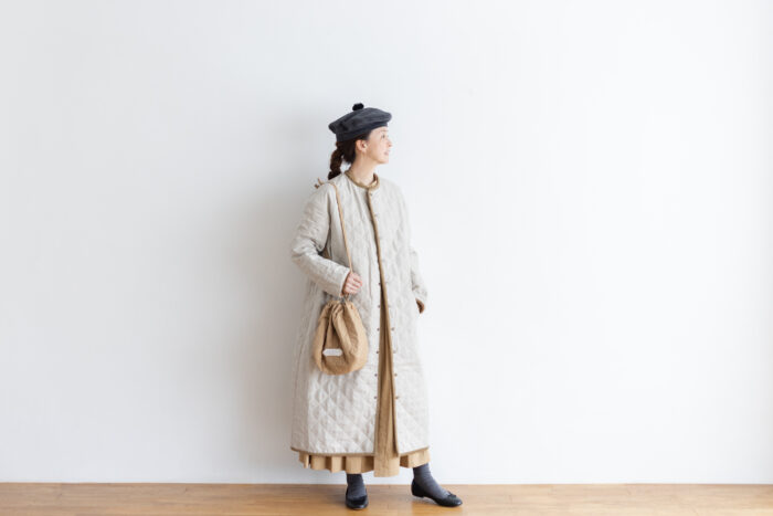 LINEN QUILTING LONG COAT 1