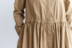 COTTON TWILL FRONT OPEN DRESS 4