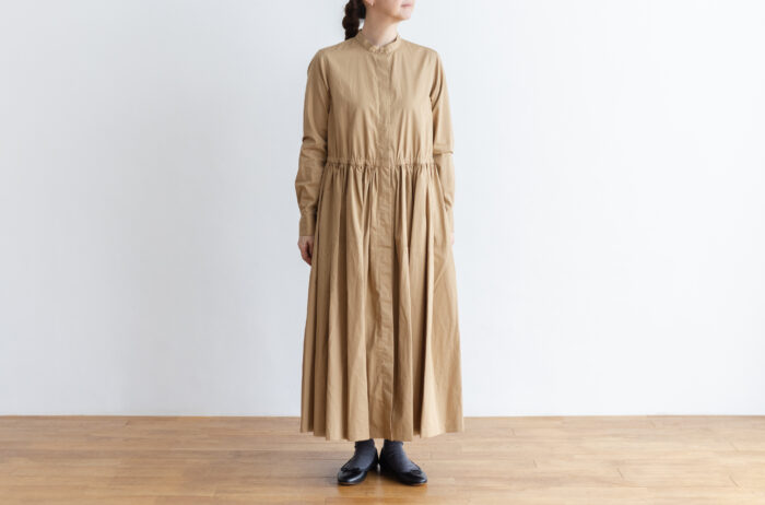 COTTON TWILL FRONT OPEN DRESS 1