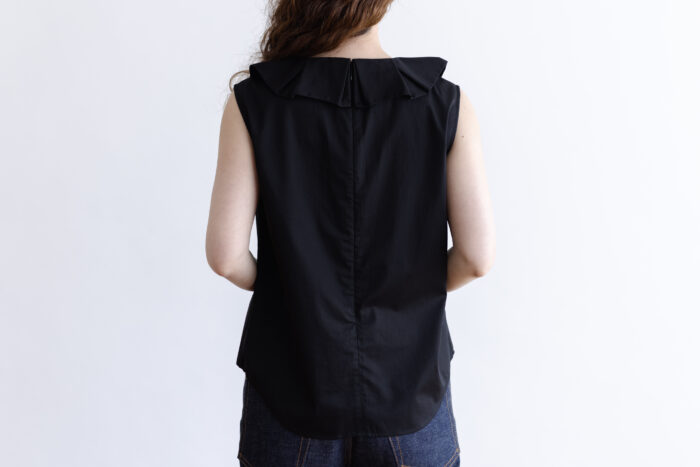 COTTON TWILL FRILL NO SLEEVE black 3