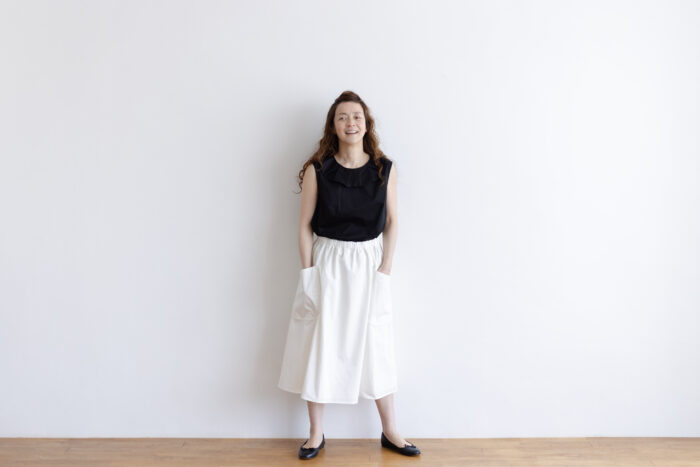 COTTON TWILL ROUND POKET SKIRT white 6