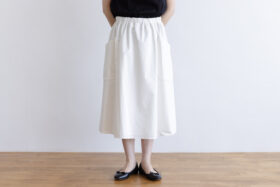 COTTON TWILL ROUND POKET SKIRT white 1