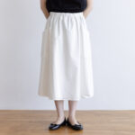 COTTON TWILL ROUND POKET SKIRT white