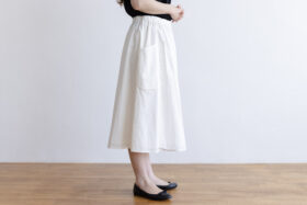 COTTON TWILL ROUND POKET SKIRT white 2