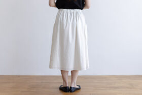 COTTON TWILL ROUND POKET SKIRT white 3