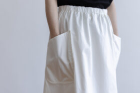 COTTON TWILL ROUND POKET SKIRT white 4