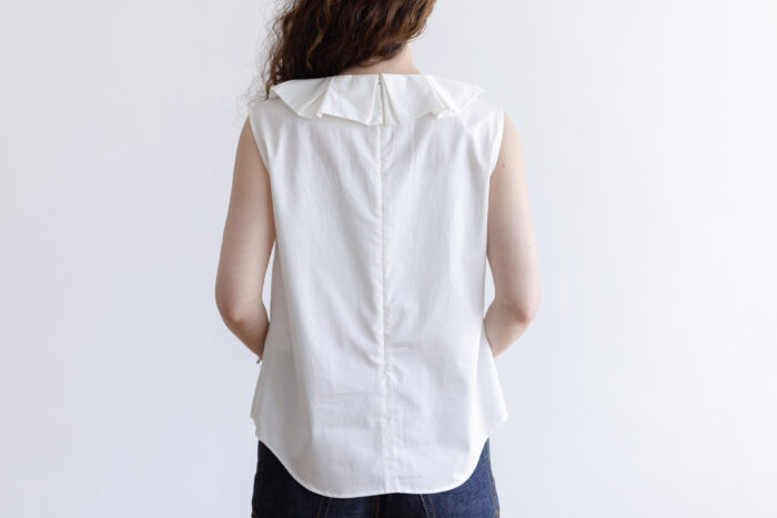 COTTON TWILL FRILL NO SLEEVE white 3