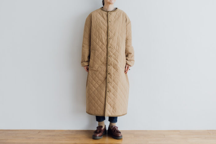 QUILTING LONG COAT beige 1