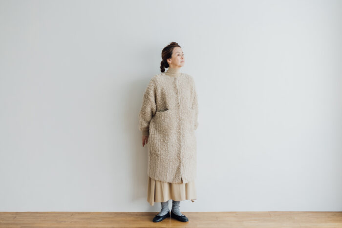 KNIT BOA COAT beige 6