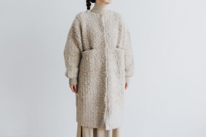 KNIT BOA COAT beige 1