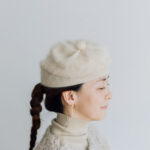 CASHMERE FUR BERET ivory