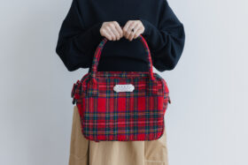 WOOL TARTAN CHECK BOSTON BAG 1