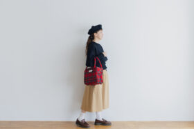 WOOL TARTAN CHECK BOSTON BAG 5