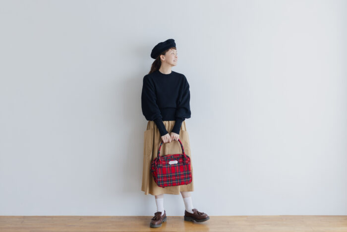 WOOL TARTAN CHECK BOSTON BAG 6