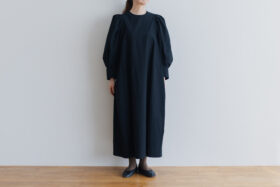 COTTON CUPRO PUFF SLEEVE DRESS black 1