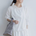 COTTON TWILL FRILL COLLER BLOUSE white