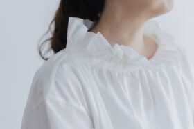 COTTON TWILL FRILL COLLER BLOUSE white 3