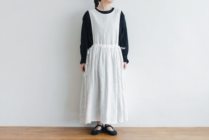 予約 G748  LINEN AMISH ONE PIECE pure white 2