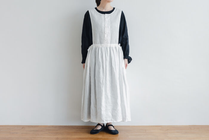 予約 G748  LINEN AMISH ONE PIECE pure white 1