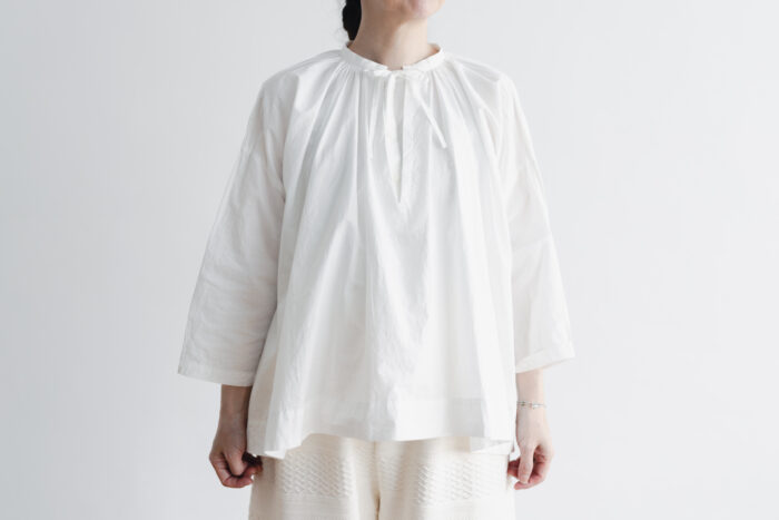 予約 G726  STRING HENRY BLOUSE white 1