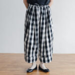 R096  GINGHAM BAKER WIDE PANTS black