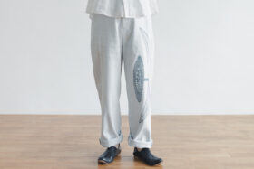 Ecru et pousse 限定 moon flower パンツ light gray 2