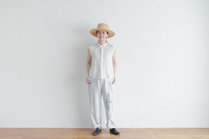 Ecru et pousse 限定 moon flower パンツ light gray 5