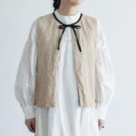 G761 LINEN WOOL STRING VEST peach/black