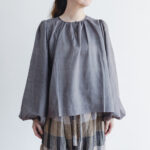 KANTHA GATHER BLOUSE gray