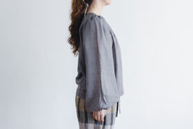 KANTHA GATHER BLOUSE gray 2