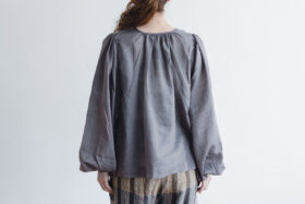 KANTHA GATHER BLOUSE gray 3