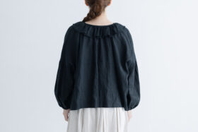 G810 PIERROT COLLAR LINEN ANTIQUE BLOUSE black 3