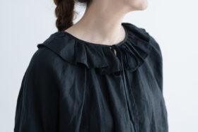 G810 PIERROT COLLAR LINEN ANTIQUE BLOUSE black 4