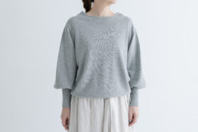 G802 ANTIQUE SLEEVE KNIT PULL OVER gray 1
