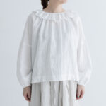 G810 PIERROT COLLAR LINEN ANTIQUE BLOUSE white