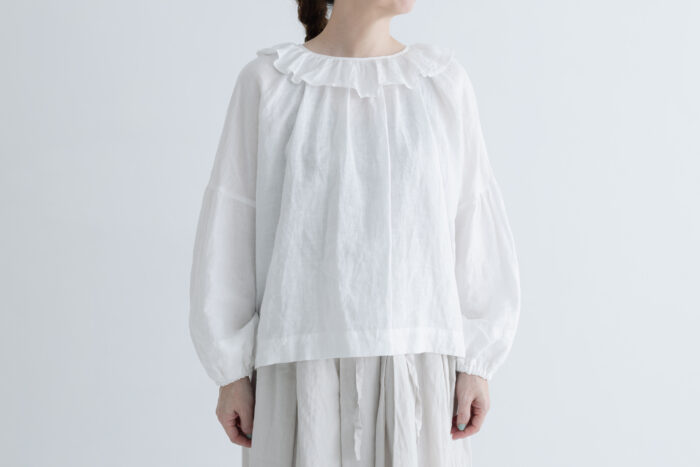 G810 PIERROT COLLAR LINEN ANTIQUE BLOUSE white 1