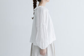 G810 PIERROT COLLAR LINEN ANTIQUE BLOUSE white 2