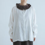 Frill Collar Blouse white×Lgray