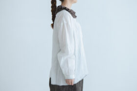 Frill Collar Blouse white×Lgray 2